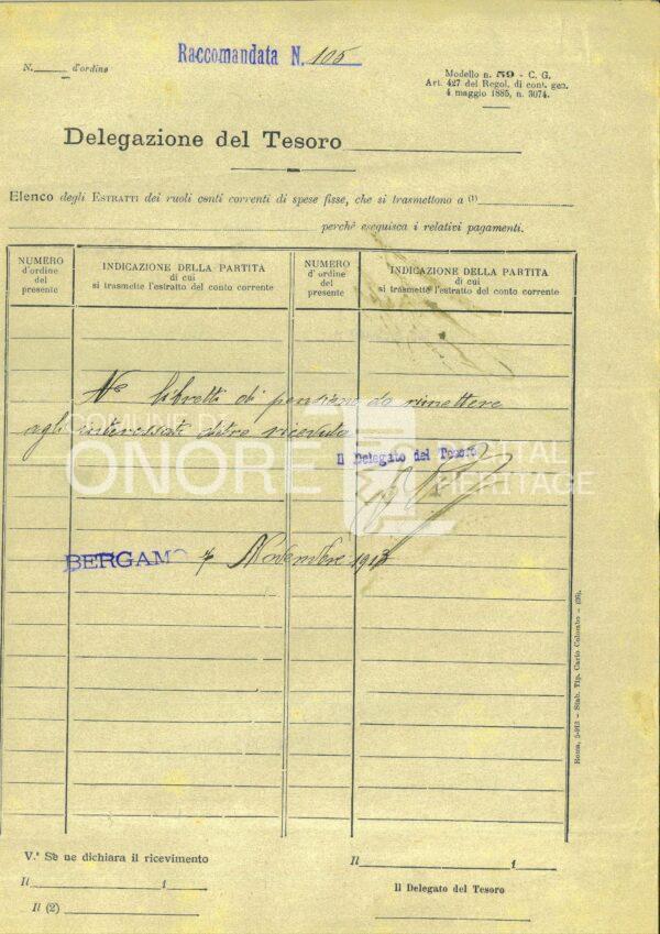 Famiglia Leva Militare 1913 Richiesta Libretti Pensionamento 1di2