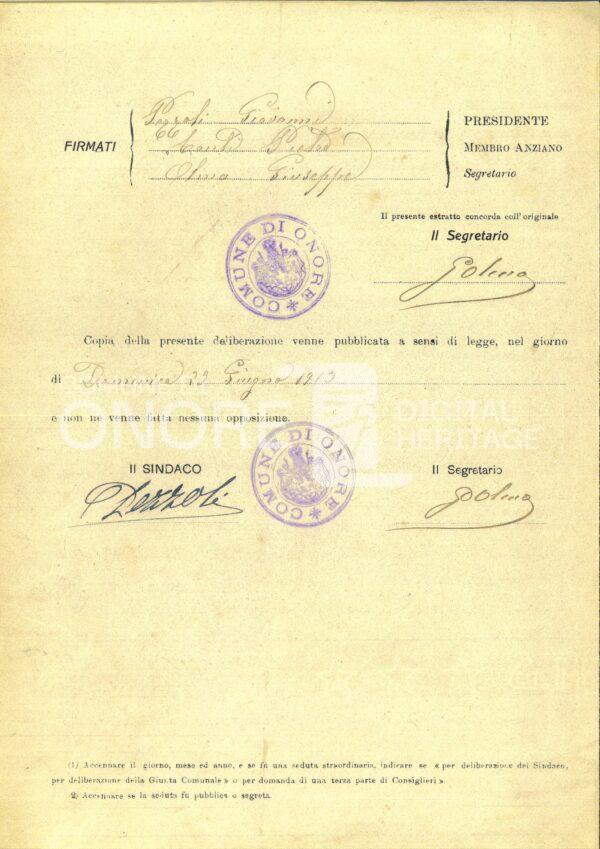 Tasse 1913 Estratto Consiglio Comunale Giugno Tassa Famiglia 3di3