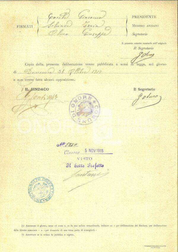 Tasse 1915 Estratto Consigli Comunale Cessione Di Fondo 3di3