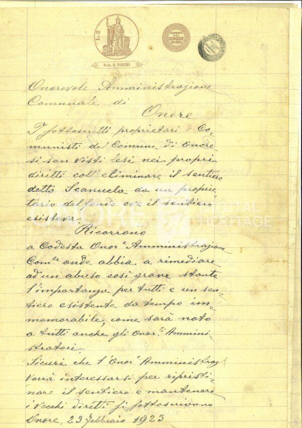 Vita Quotidiana 1923 Esproprio Terreni 1