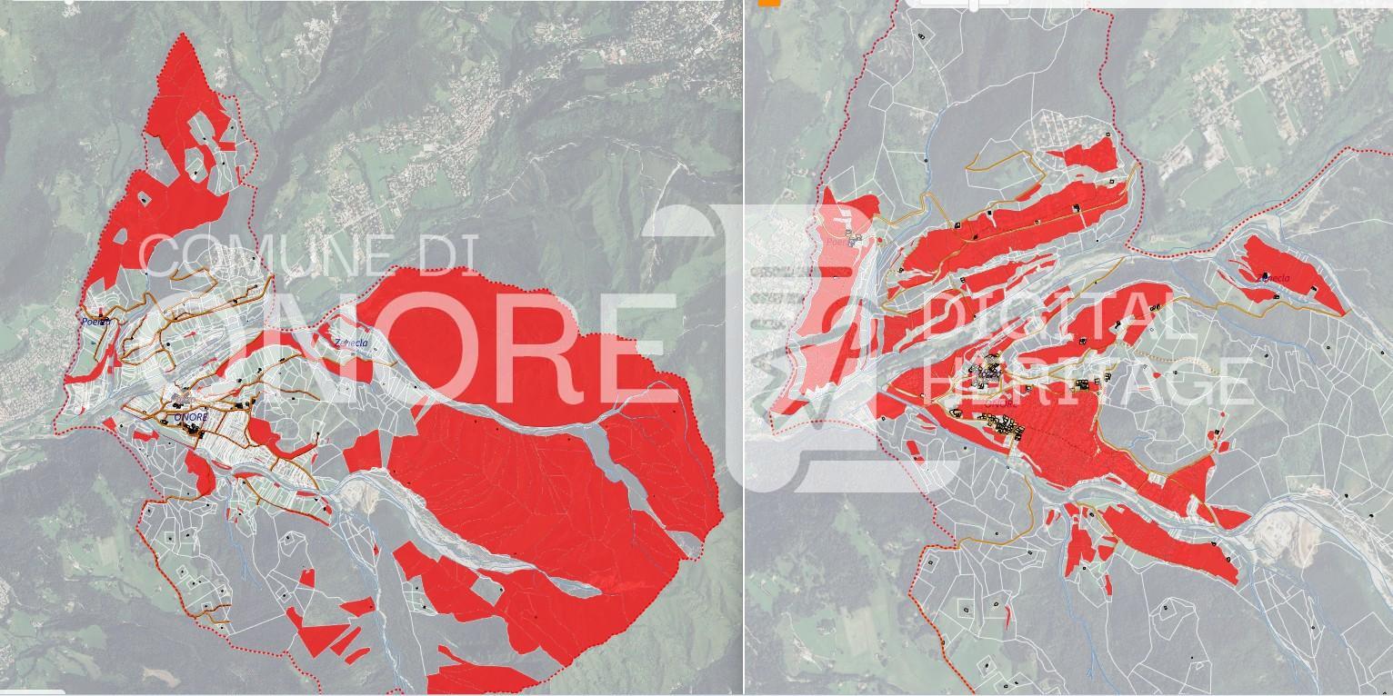 Carta dei pascoli e terreni coltivati nell’Ottocento 1853