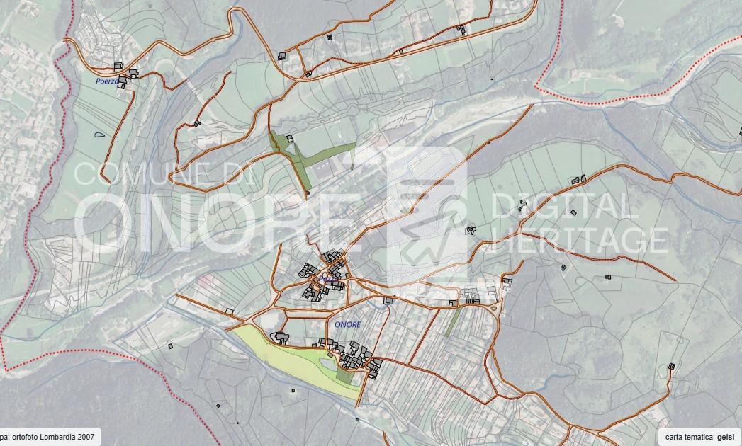 Carta dei gelsi a Onore nell’Ottocento 1853